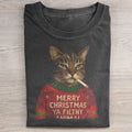 Funny Christmas Smoking Cat T-shirt