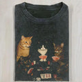 Retro Funny Cats Playing Poker Meme Graphic T-shirt