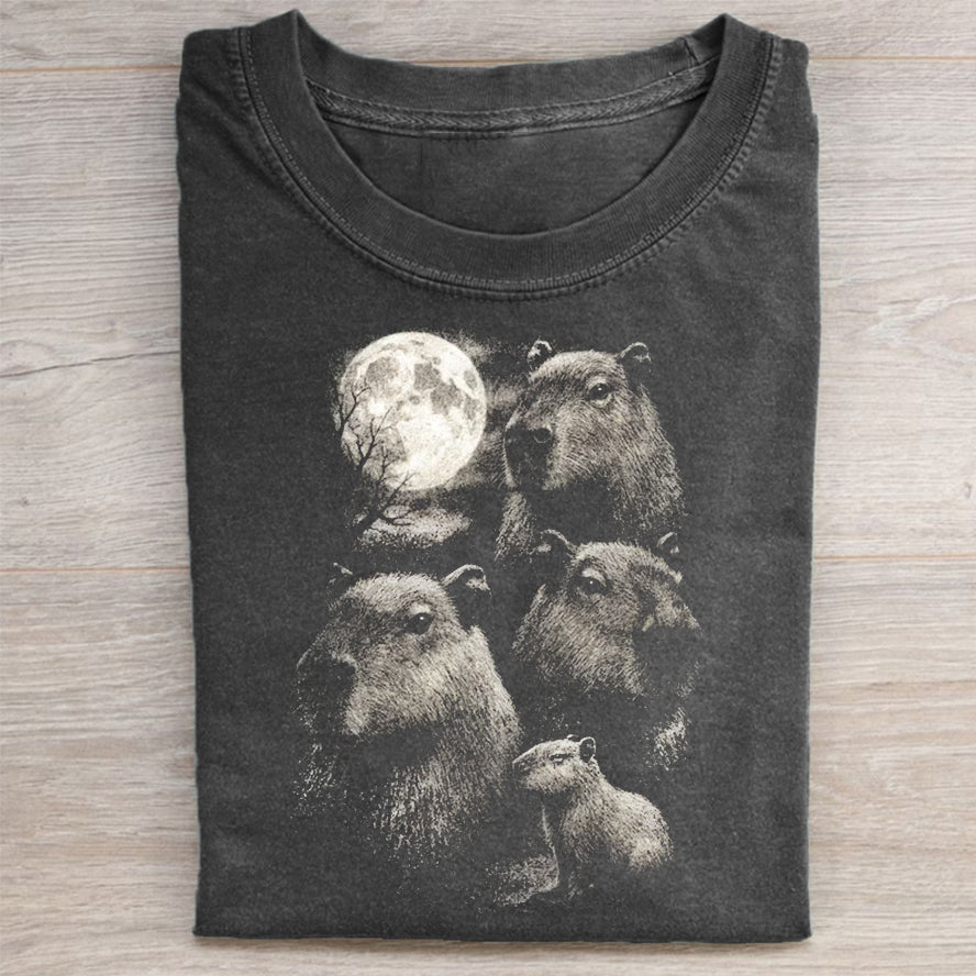 Capybara Full Moon Vintage T-shirt