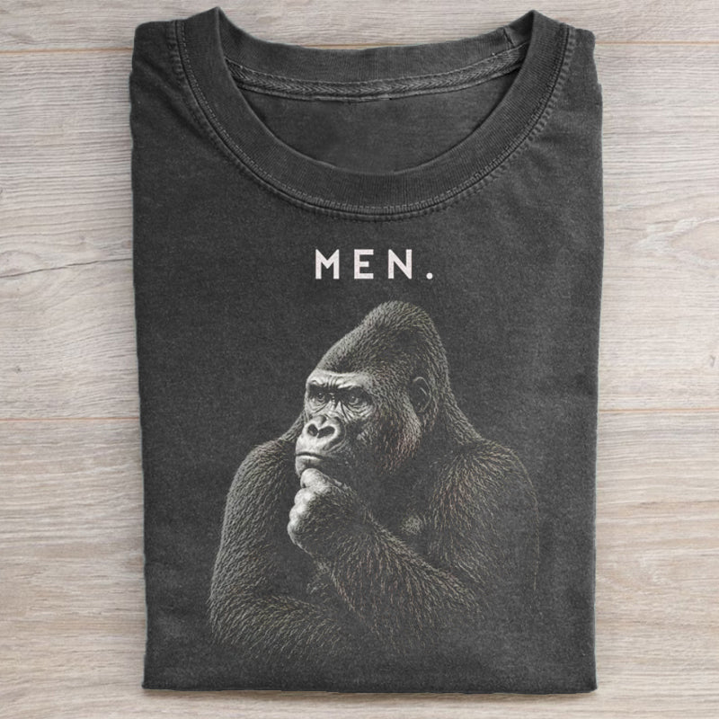 Men Gorilla Thinking Funn T-shirt