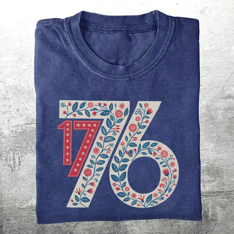 Vintage Floral 1776 USA Independence T-shirt