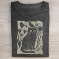 Folk Art Floral Cat and Bird T-shirt