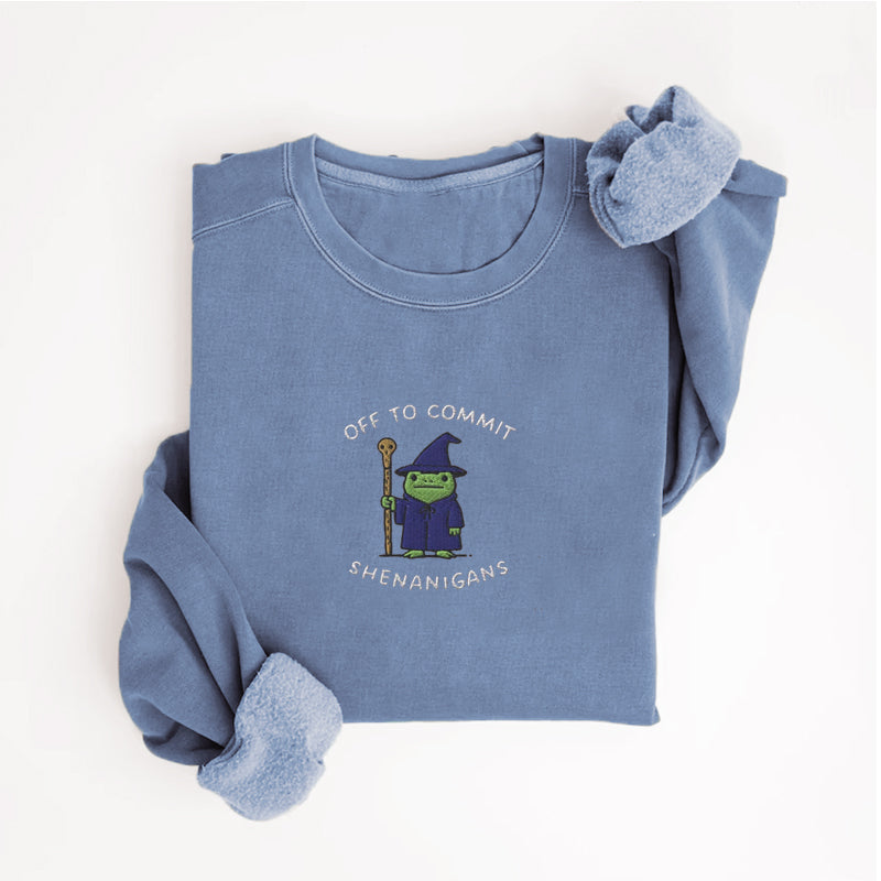 Embroidered Off to Commit Shenanigans Sweatshirt
