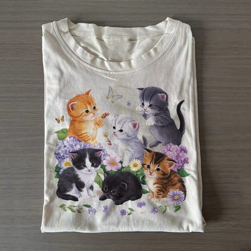 Cottagecore Katzen-T-Shirt