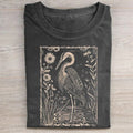 Graureiher-Linolschnitt-Unisex-T-Shirt