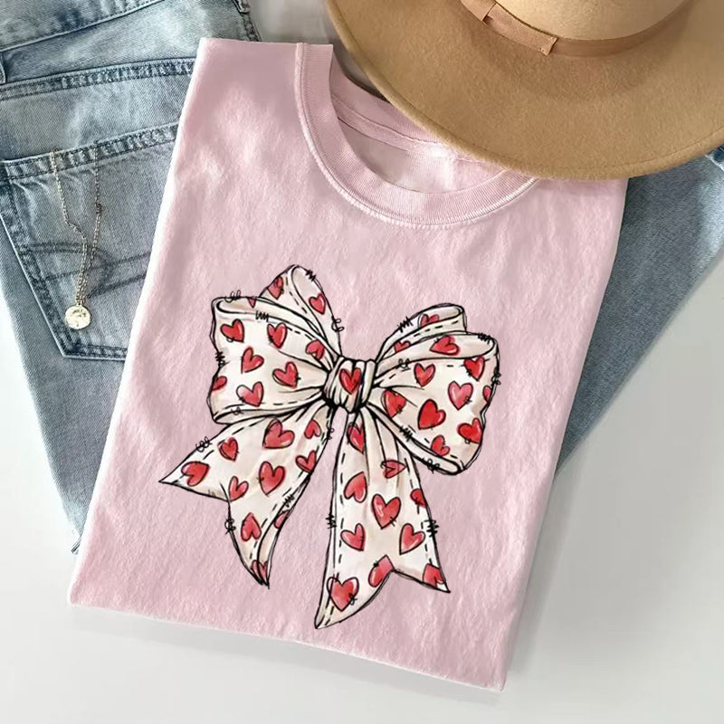 Coquette Valentine's Day Heart Bow T-shirt