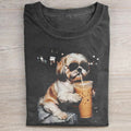 Shih Tzu Drinking Iced Coffee T-shirt