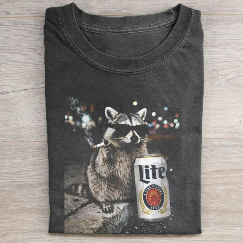 Raccoon Drinking Beer T-shirt