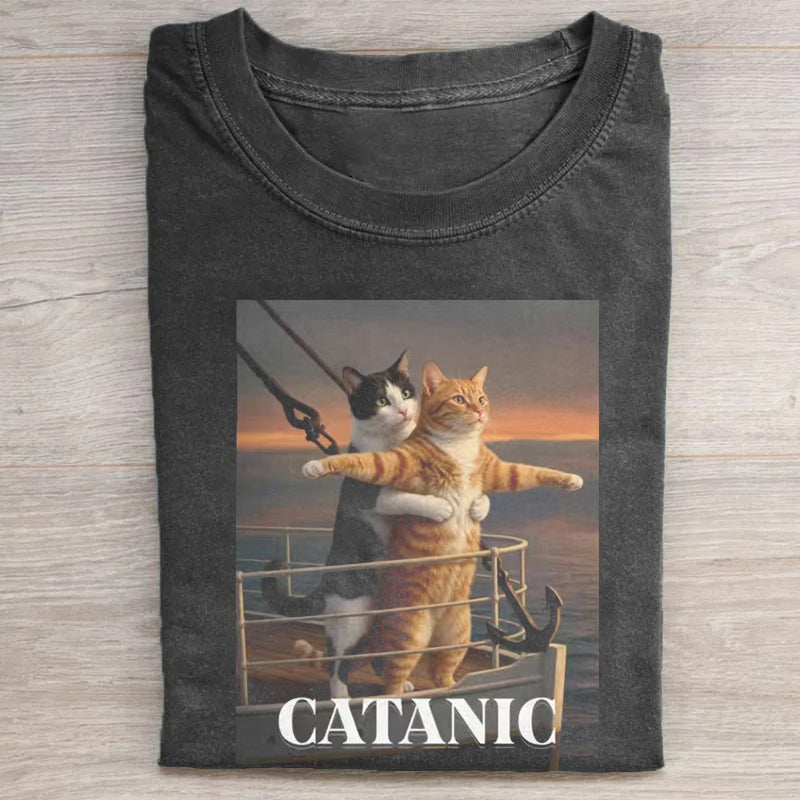 Funny Titanic Cat T-shirt