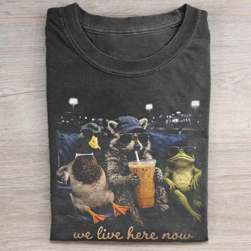 Mallard Duck Raccoon Frog Baseball T-shirt