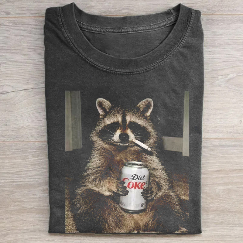 Funny Raccoon Smoking Diet Coke T-shirt