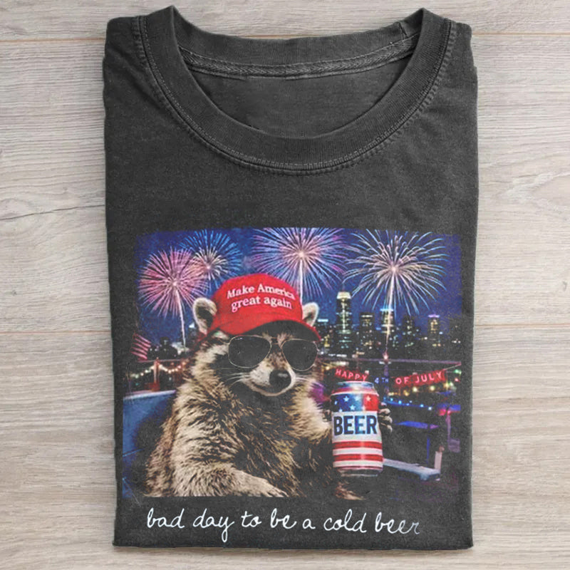 Raccoon 4th of July T-shirt
