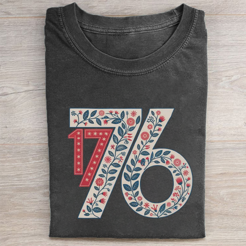 Vintage Floral 1776 USA Independence T-shirt
