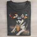 Husky Drinking Iced Coffee T-shirt