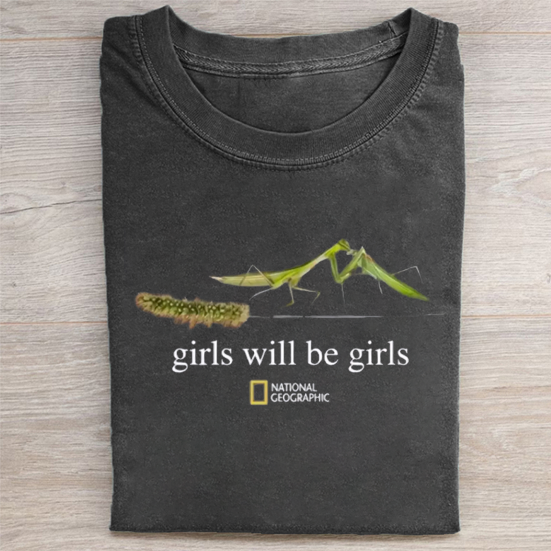 Vintage Girls Will Be Girls Praying Mantis T-shirt