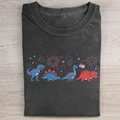 Cute Dinosaur American Flag Fireworks T-shirt