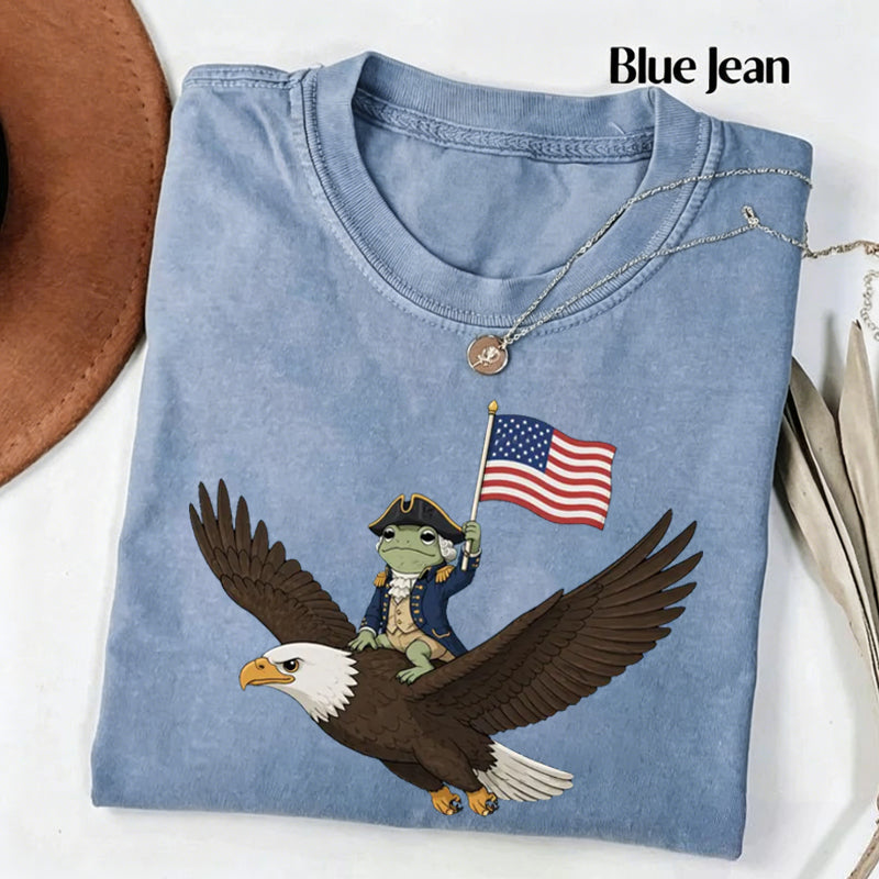 Funny Frog Riding Eagle 4th of July T-shirt