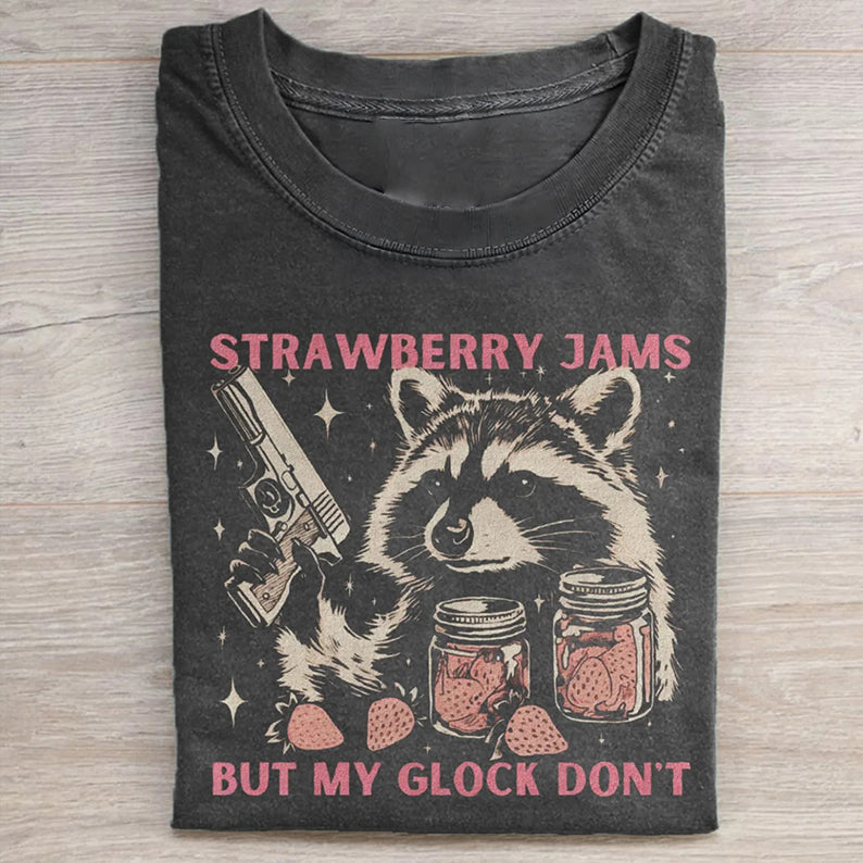 Vintage Erdbeer-Marmeladen-Waschbär-T-Shirt