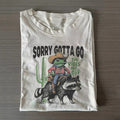 Lustiges Retro-Vintage-Frosch-Cowboy-und-Waschbär-T-Shirt