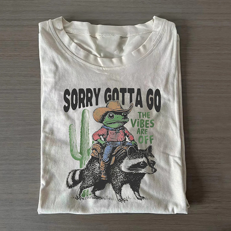 Lustiges Retro-Vintage-Frosch-Cowboy-und-Waschbär-T-Shirt