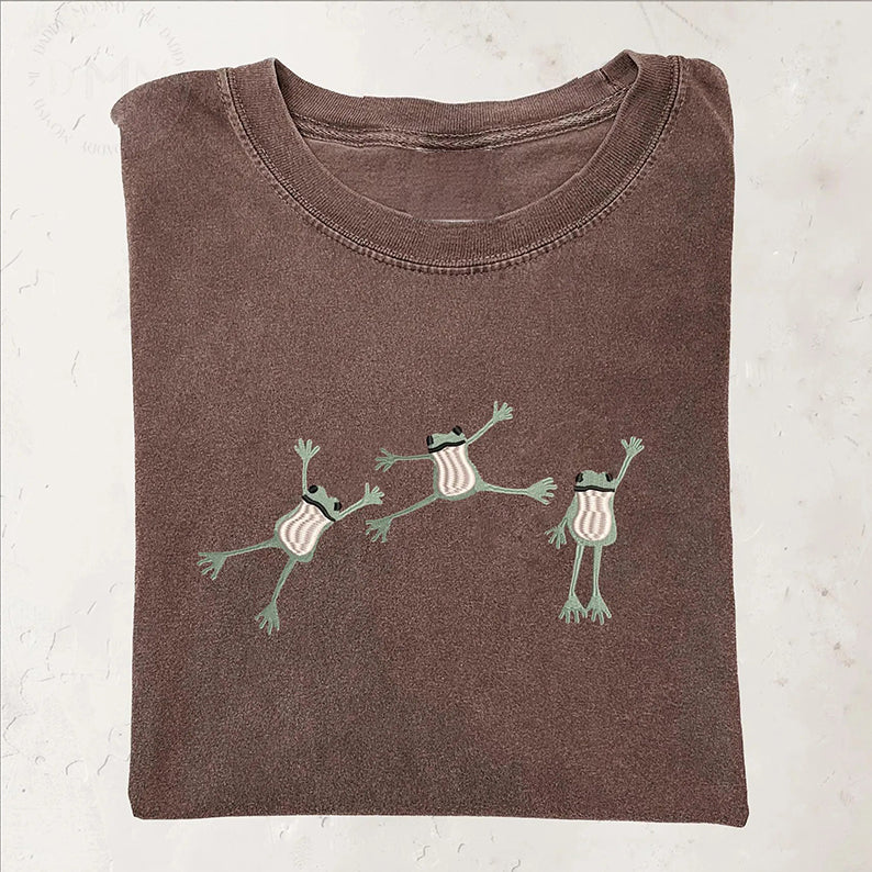 Besticktes Frosch-T-Shirt