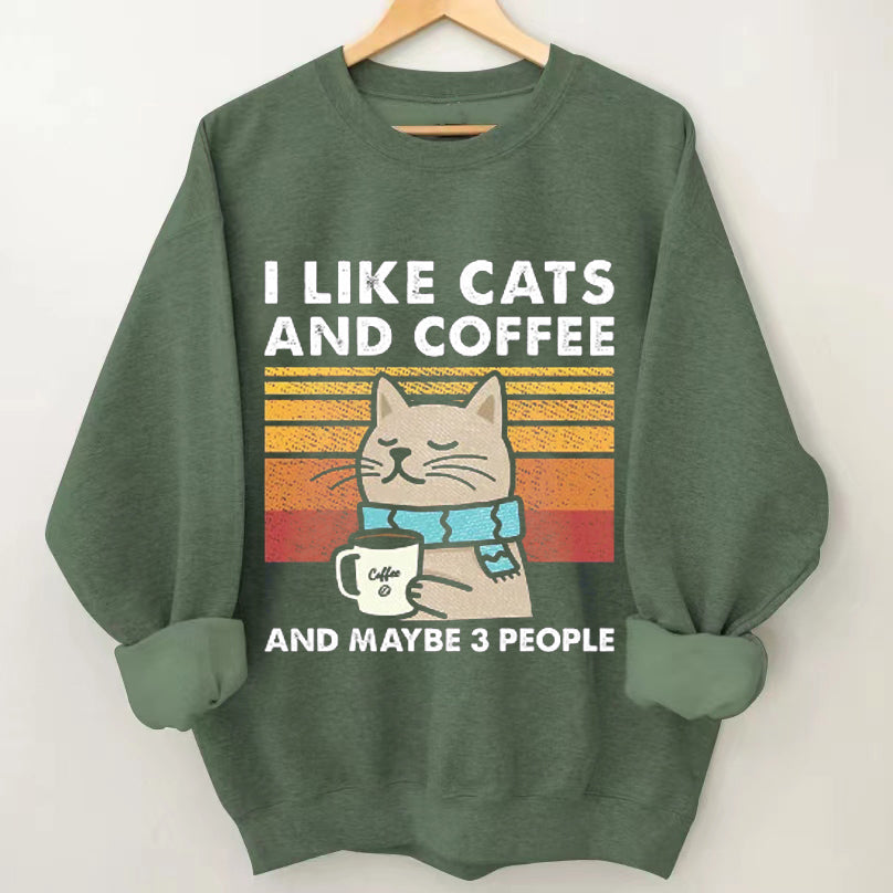 Ich mag Katzen und Kaffee Sweatshirt