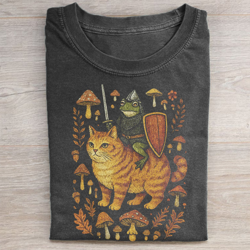 Medieval Frog on Cat T-shirt