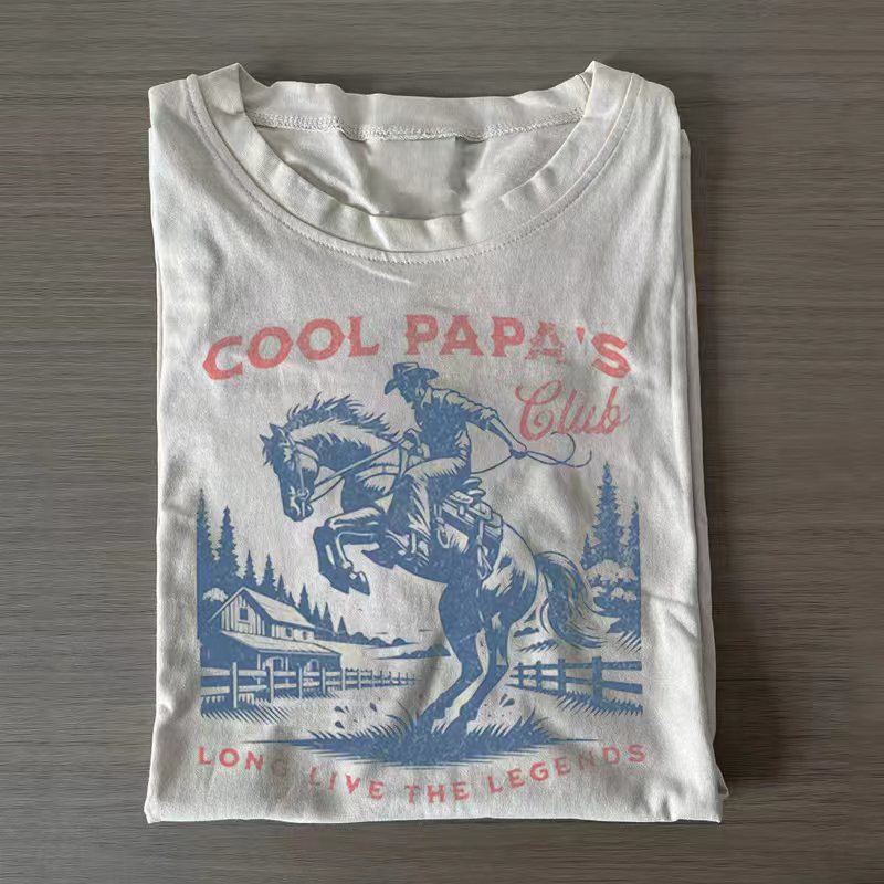 Cool Papa's Club Shirt Retro Cowboy Papa T-shirt