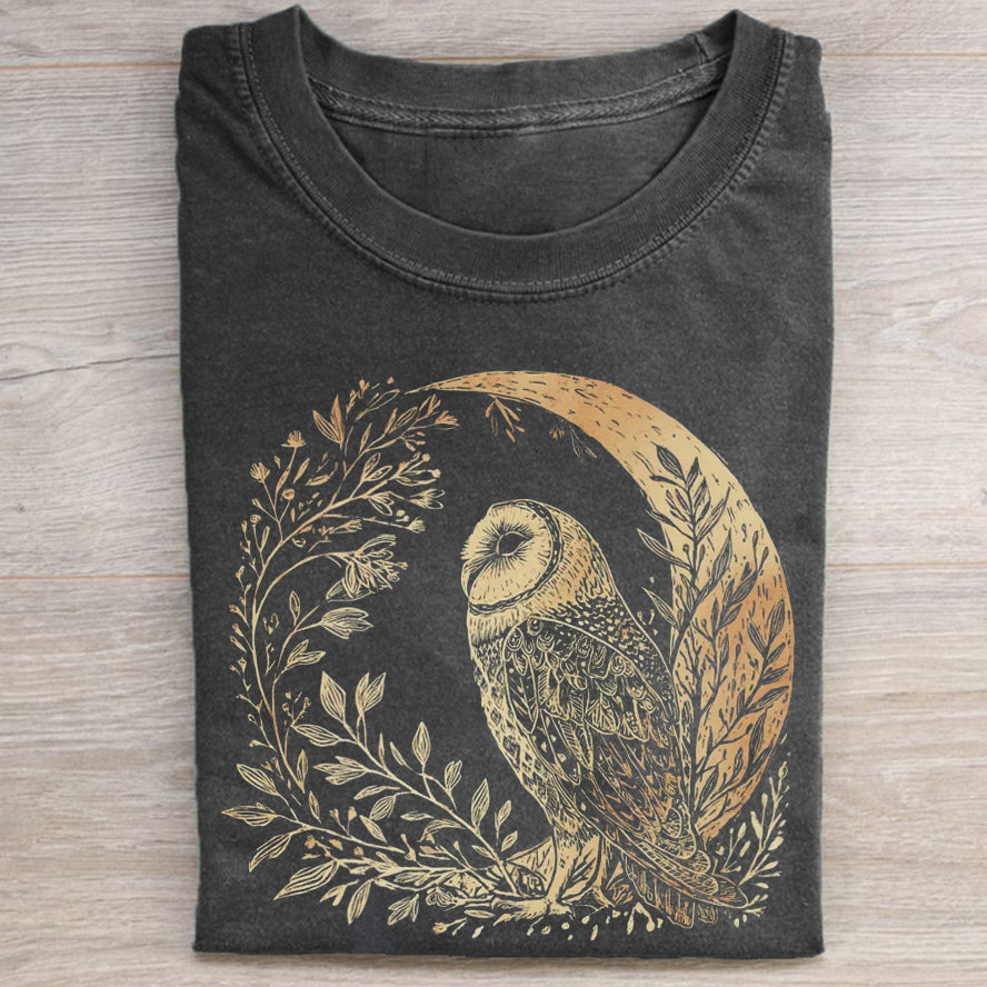 Celestial Cottagecore Barn Owl Moon T-shirt