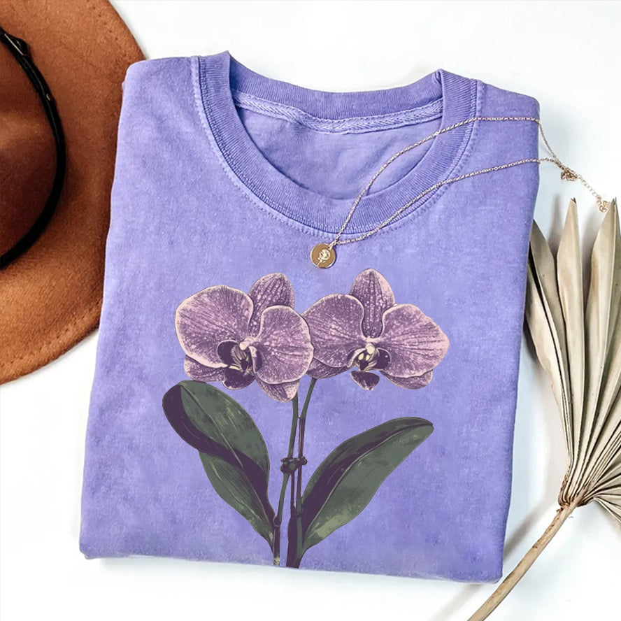 Vintage Orchid Flower T-shirt